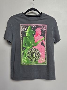 Wicked Movie Girls Large 10/12 Graphic Tee Elphaba Glinda Gray T-Shirt